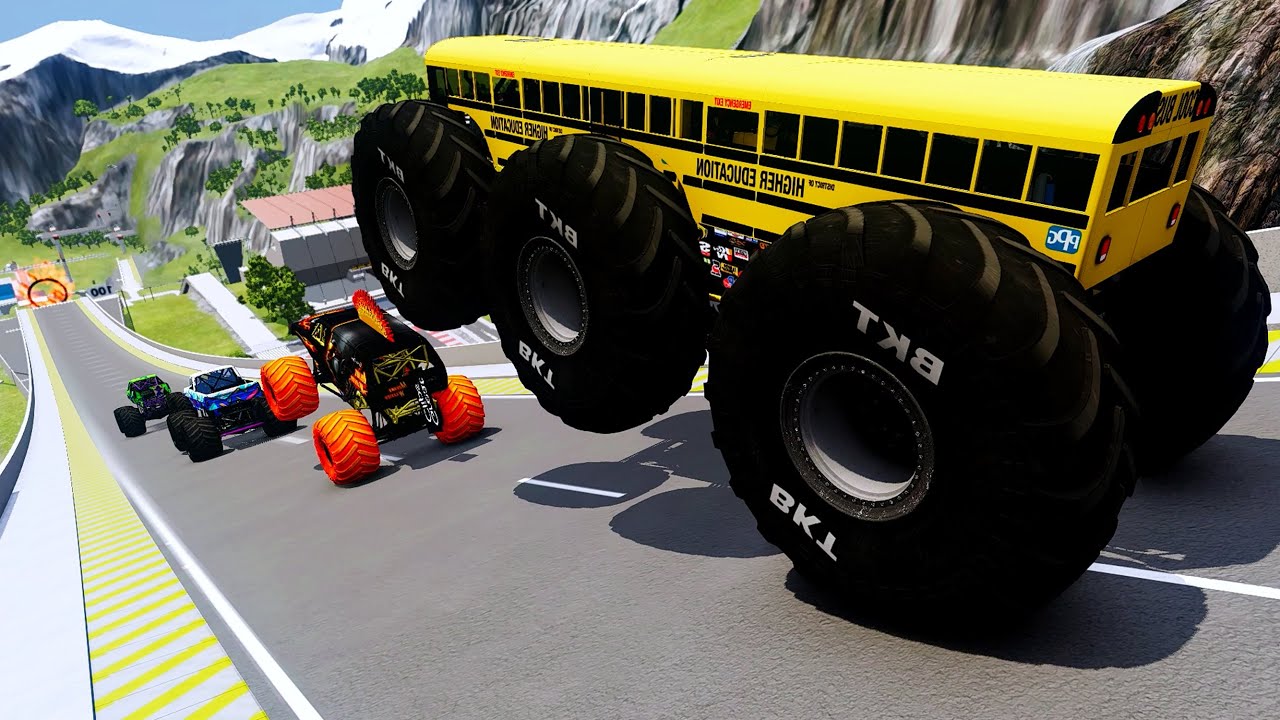 Epic High Speed monster trucks jumps stunts & crashes 
