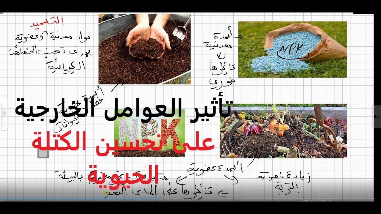 درس 13: تأثير العوامل الخارجية على تحسين الكتلة الحيوي علوم طبيعية أولى ثانوي علوم وتكنولوجيا
