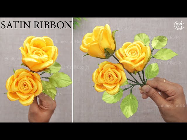 DIY Satin Ribbon Rose flowers, How to make ribbon rose