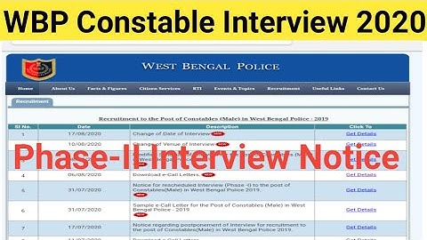Wbp constable Phase-II Interview Notice 2020