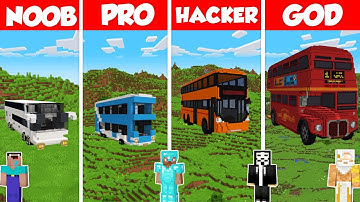 Double Decker Bus Build Battle Challenge - Noob vs Pro vs Hacker vs God - Minecraft Animation
