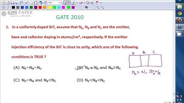 GATE 2010 ECE In a uniformly doped BJT, relation among base, emitter and collector concentrations