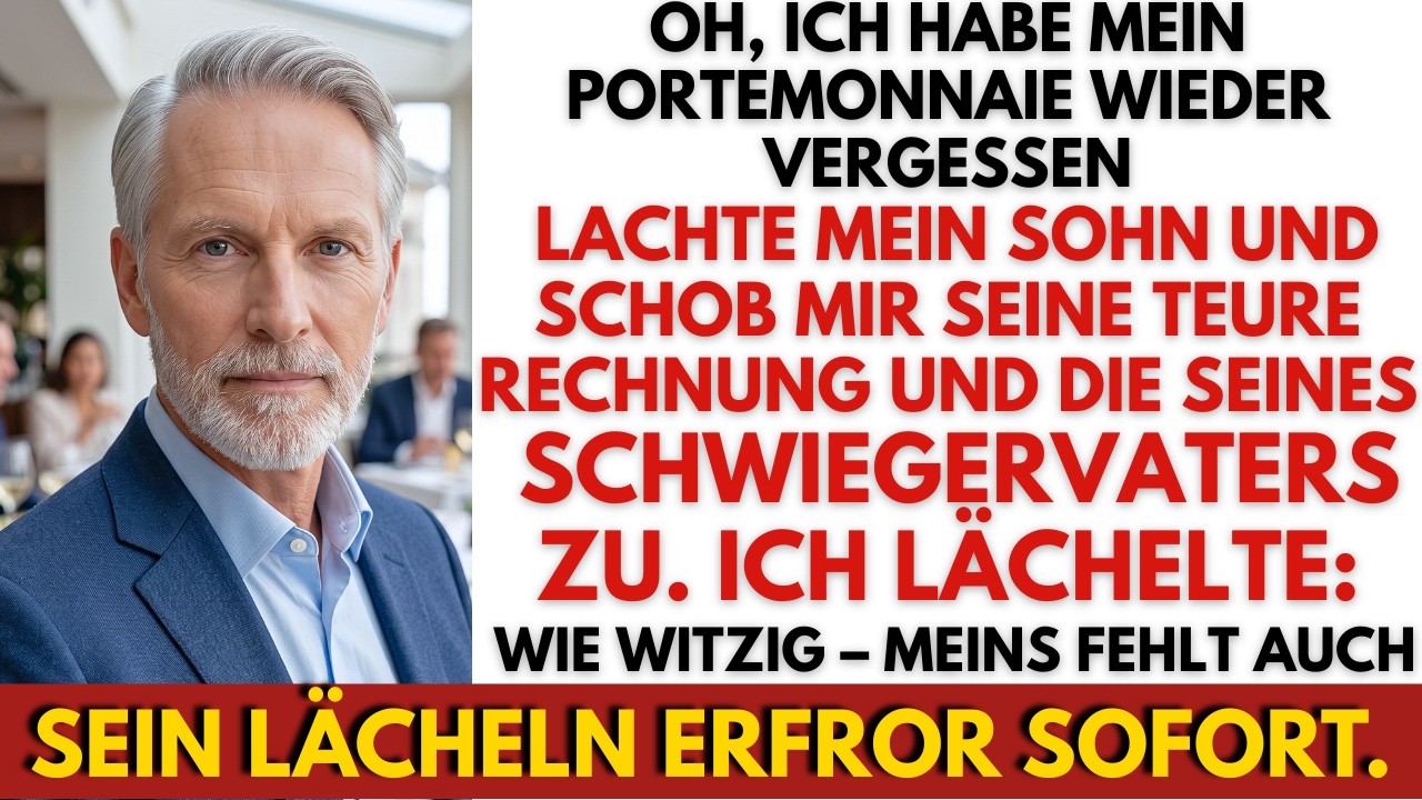 Ich saß mit meinem Sohn, seiner Frau und ihrem arroganten Vater in einem Luxusrestaurant und feierte Vatertag. Mein Sohn schob mir eine Rechnung über fast 1.600 Euro hin – sein Portemonnaie hatte...