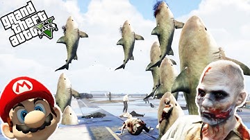 GTA 5 PC Mods - Shark O Matic Gun w/ Zombies Mod + Super Mario Mask (GTA 5 MODS GAMEPLAY)