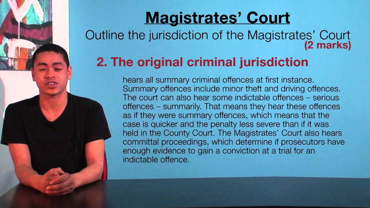 VCE Legal Studies - Magistrates' Court Jurisdiction - YouTube