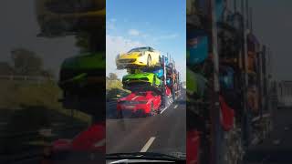 A truck Full Of Ferrari's Lamborghini's and Audi R8 Super Cars #SuperCar #Shorts