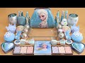 Mixing'Elsa'Eyeshadow,Makeup and glitter Into Slime!Satisfying Slime Video!★ASMR★