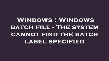 Windows : Windows batch file - The system cannot find the batch label specified