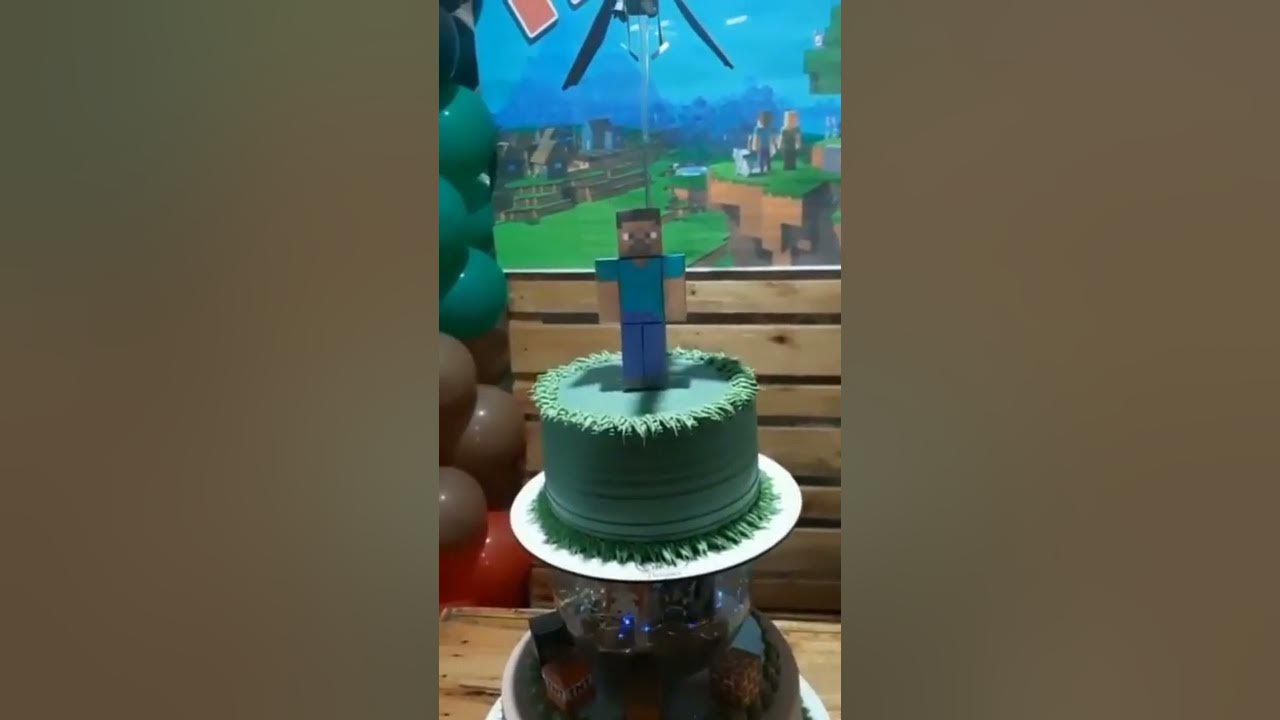 Bolo aquário 😍 verdadeiro tema: Minecraft 