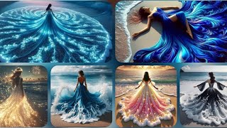 AI Fantasy Fashion: The Magic of Dresses Merged with Ocean Waves 🌊✨ (Stunning Beach Designs)