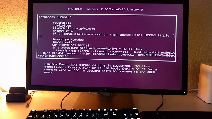 Ubuntu black screen at boot after update (GNU GRUB setting)