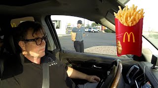 McDonald's Fries Mobile Order Curbside Pickup, Gila Bend, Arizona, 11 August 2019