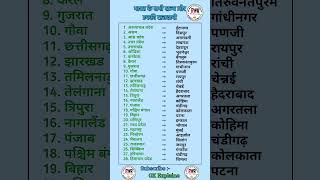 भारत के सभी राज्य और राजधानी 2026 | SSC GD Railway Group D Police Exam GK Questions in Hindi #gk#rwr
