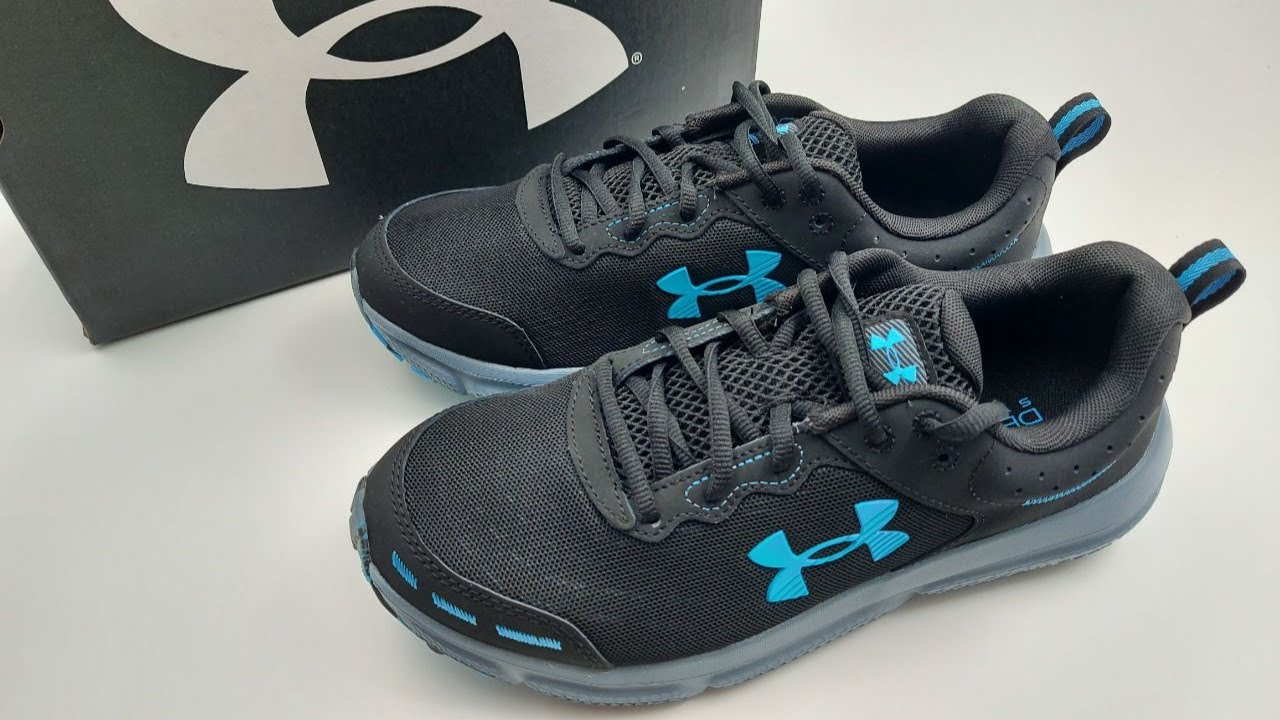 Under Armour Charged Assert 10 Running Shoes (Black-Blue Surf) - YouTube