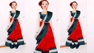 How To Wear Doll Saree || Barbi Doll Saree Wearing ||
