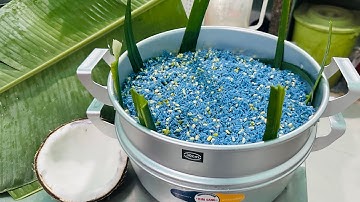 Cách thổi xôi đậu xanh màu từ bông hoa đậu biếc thơm ngon 