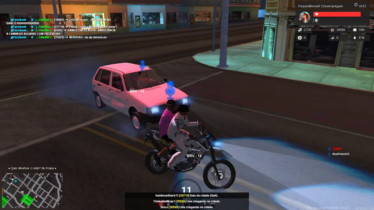 GTA MTA RP - ASSALTO À MÃO ARMADA - FUGA NOS PM