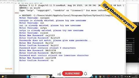 Python Registration & Login||Narayana Tech House|| Mr. Narayana|| 9010607010