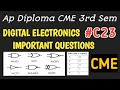 Digital electronics important questions| ap diploma C23 cme 3rd sem digital electronics importants|