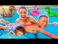 TEACHING DJ HOW TO SWIM IN THE BIG POOL | The Prince Family Clubhouse