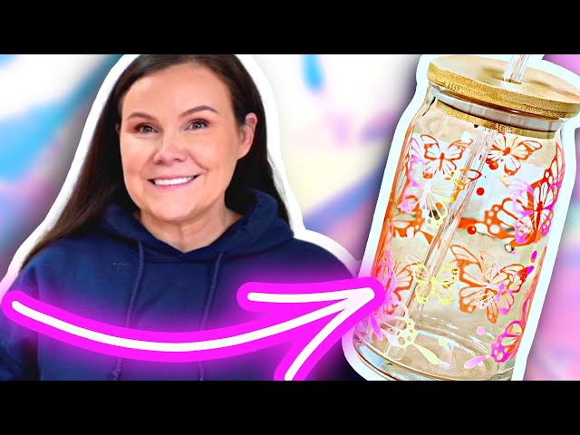 🍺 Beer Can Glass With Cricut  How to Apply Vinyl Decals on Glass 