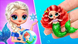 ¡Ariel fue Adoptada por Elsa! ¿Elsa se Convierte en Sirena? 32 Manualidades de Frozen para Muñecas