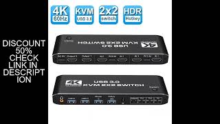 2x2 HDMI KVM Switch 4K 60Hz Dual Monitor KVM HDMI Extended Display USB KVM Switcher 2 in 2 out for 2