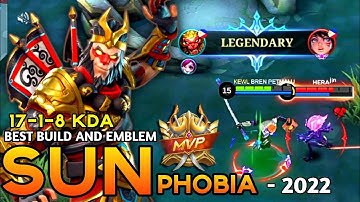SUNPHOBIA!!!🔥 | Best SUN 1 Build and Emblem Against META HEROES by NARUTO PLAYS | MLBB