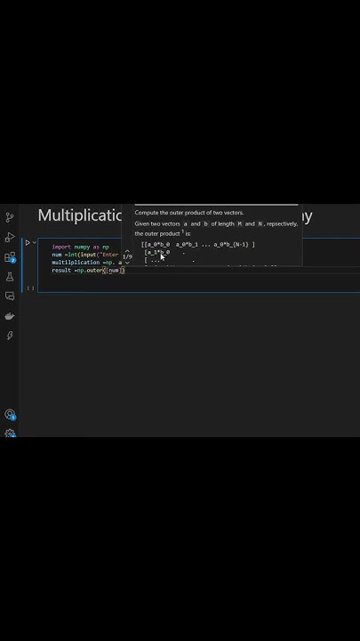 Multiplication Table Using NumPy Array in Python#apnacode #coding # ...