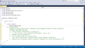 C# Programlama Dilinde Değişken ve Sabit Tanımlamaları