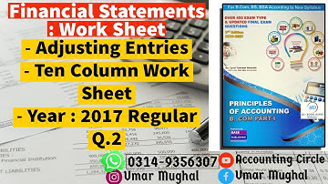 Ten Column Work Sheet~Financial Statements~Adjusting Entries~Income Statement & Balance Sheet~B.COM
