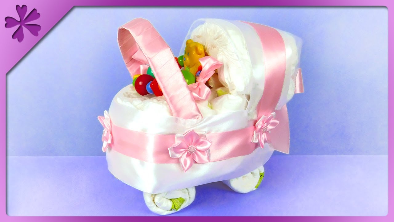 baby carriage made out of diapers