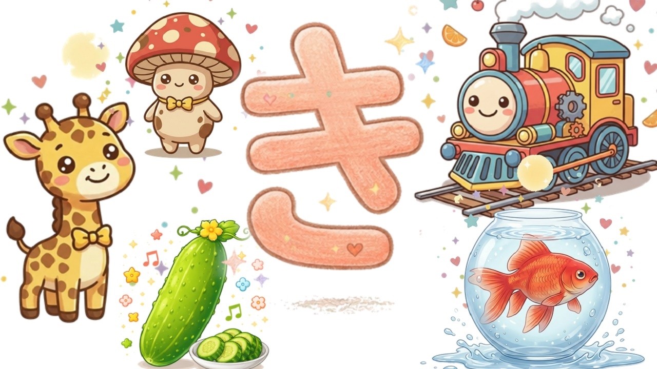 【き】がつくもの☆ ひらがな 幼児向け 知育 お勉強 子ども向け 日本語 Hiragana Aiueo Japanese