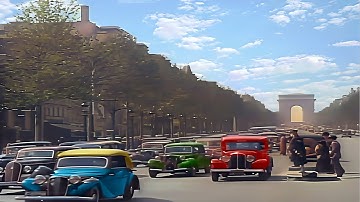 A Day in Paris Late 1930s in Color [60fps, Remastered] w/ Sound Design Added