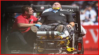 🔴MLB umpire Nick Mahrley carted off field after Giancarlo Stanton's broken bat hit him in the head👀 thumbnail