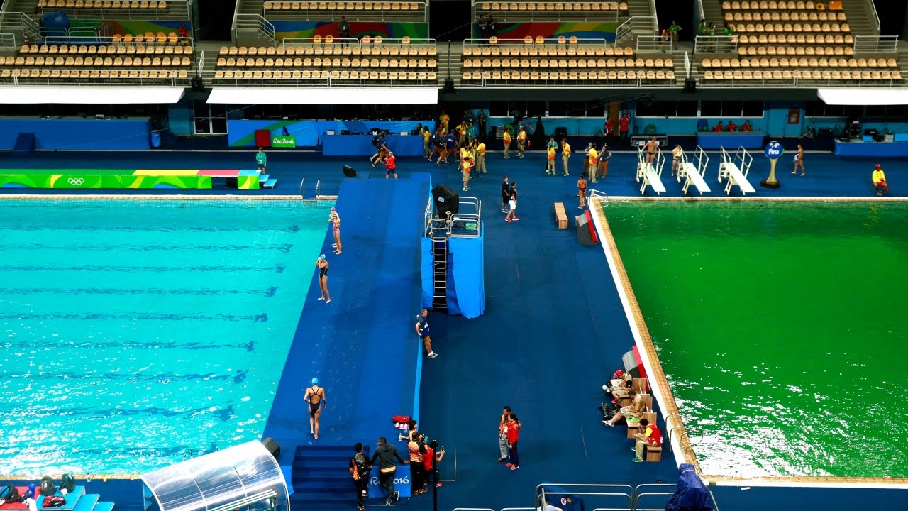 Olympic divers wonder why their pool is green