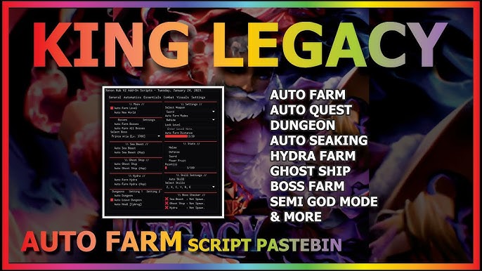 KING LEGACY Script Pastebin 2023 AUTO FARM, QUEST, GHOST SHIP, SEAKING, DUNGEON