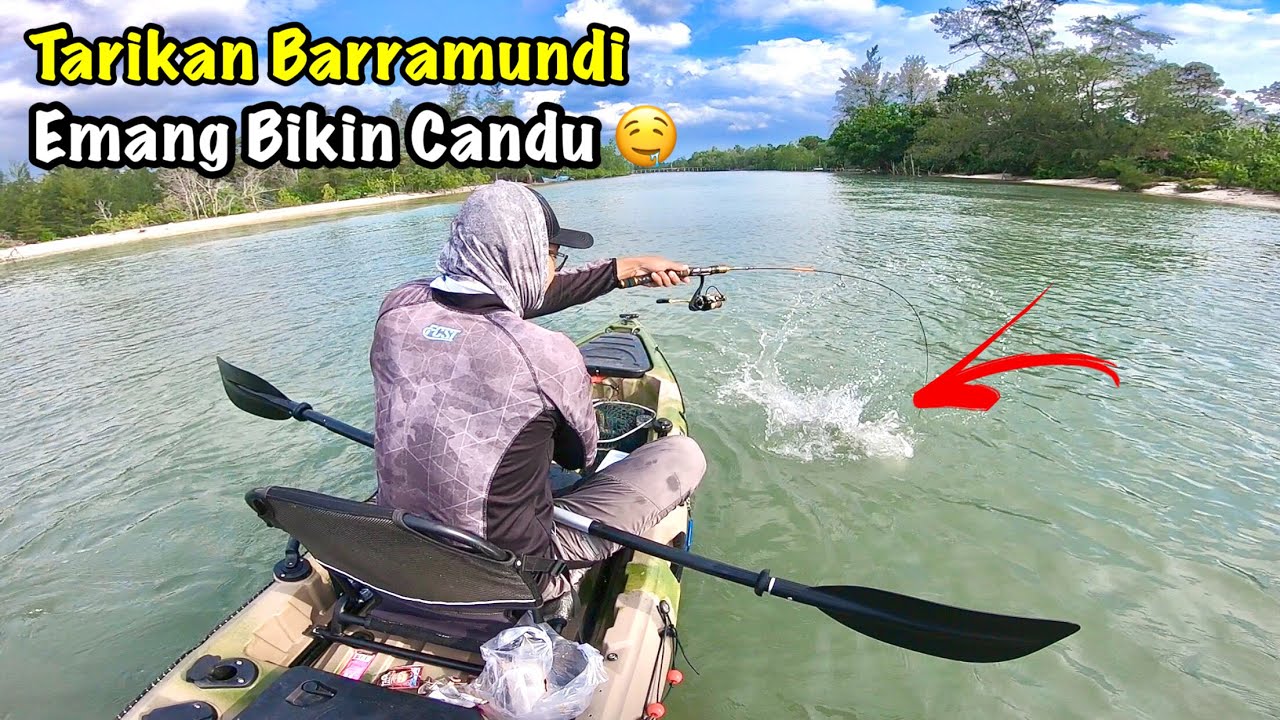 MELEDAK ..! MANCING BARRAMUNDI DI MULUT MUARA SUNGAI , HASILNYA DI LUAR DUGAAN
