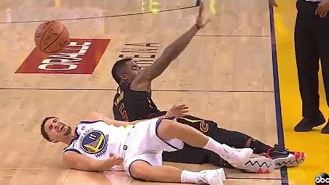 Klay Thompson SCARY KNEE INJURY By JR Smith Game 1 Cavaliers vs Warriors 2018 NBA FINALS