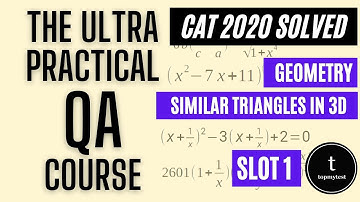 CAT 2020 QA Slot 01 Solved | Geometry | Mensuration | Cones | Similar Triangles in 3D |  Moderate