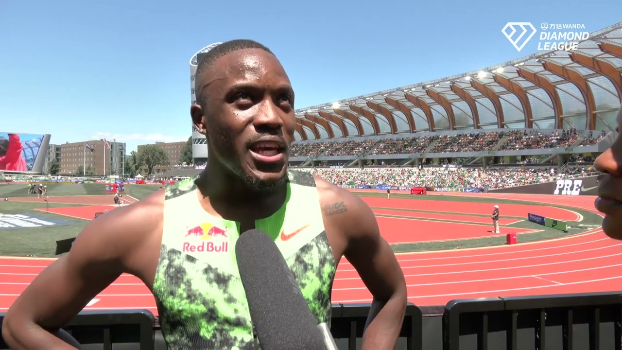 Letsile Tebogo after being beaten by Tate Taylor in 200 at Prefontaine Classic