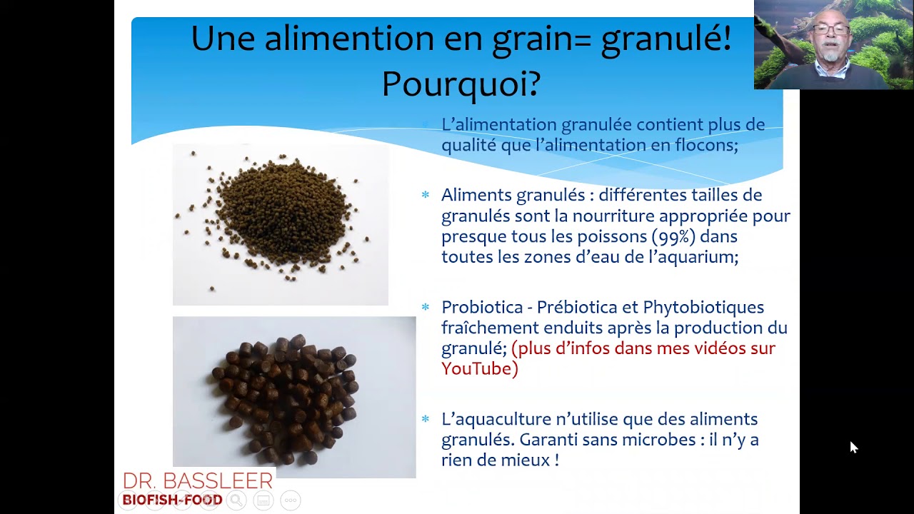 Dr. Gerald Bassleer et sa nourriture DR. BASSLEER BIOFISH FOOD en français