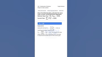 Calculate Value Index Number Simple Aggregate Method 12th Math