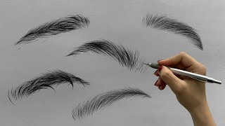 آموزش طراحی : آموزش طراحی ابرو | How to draw realistic eyebrows step by step