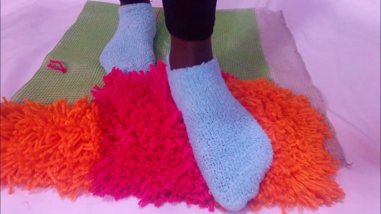 Make doormats carpets by using orange and pink threads.. YouTube