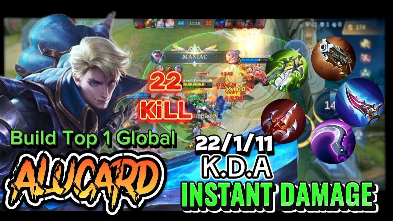 MANIAC+Triple Kill+3x Double Kill 22 Kills Alucard New Build Instant Damage Build Top 1 Global MLBB~
