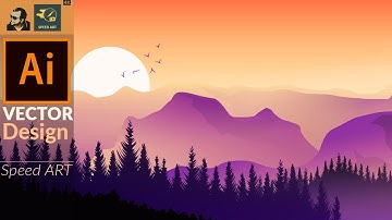 Landscape scenery with Basic Shapes in Adobe Illustrator | Speed Art