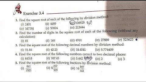 ML Aggarwal Square and Square Roots Class 8 chapter 3 Ex 3.4 part 1