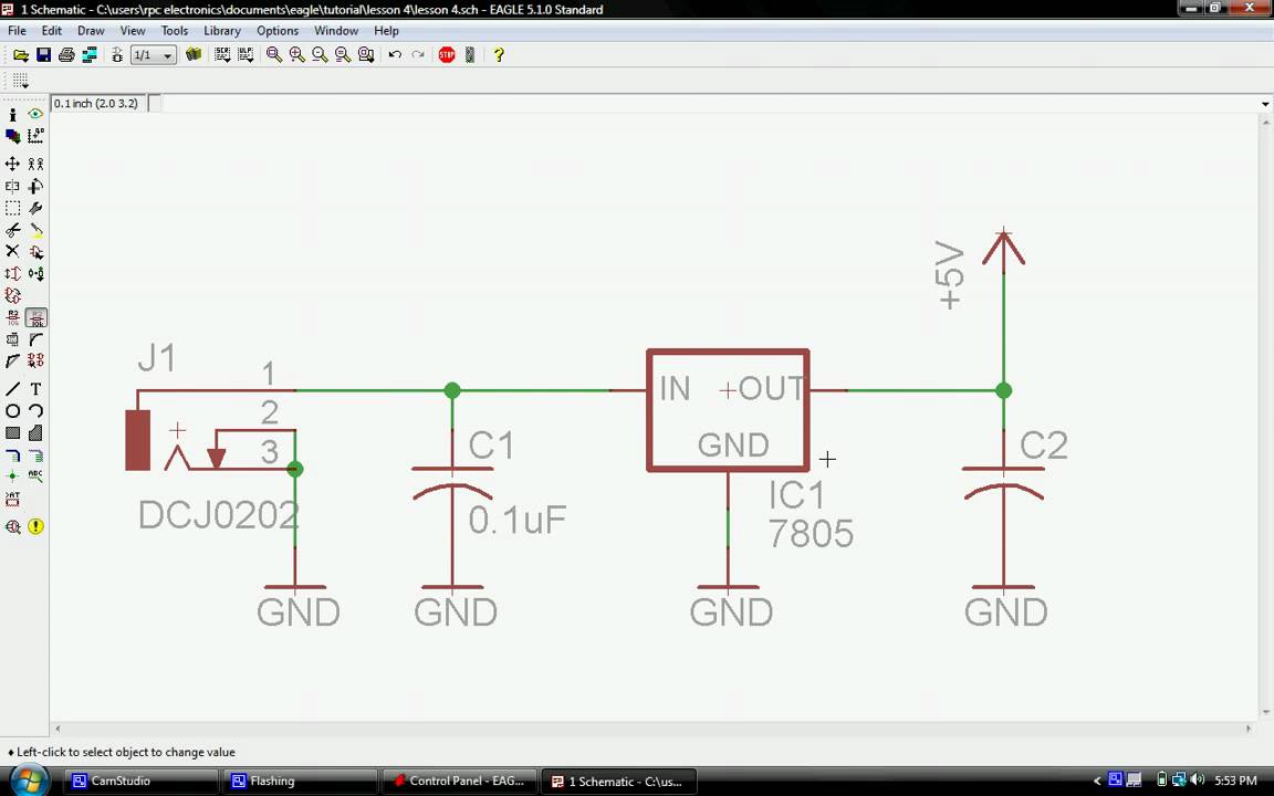 Cadsoft EagleCad Tutorial Lesson 4 - YouTube 4 wire regulator schematic 