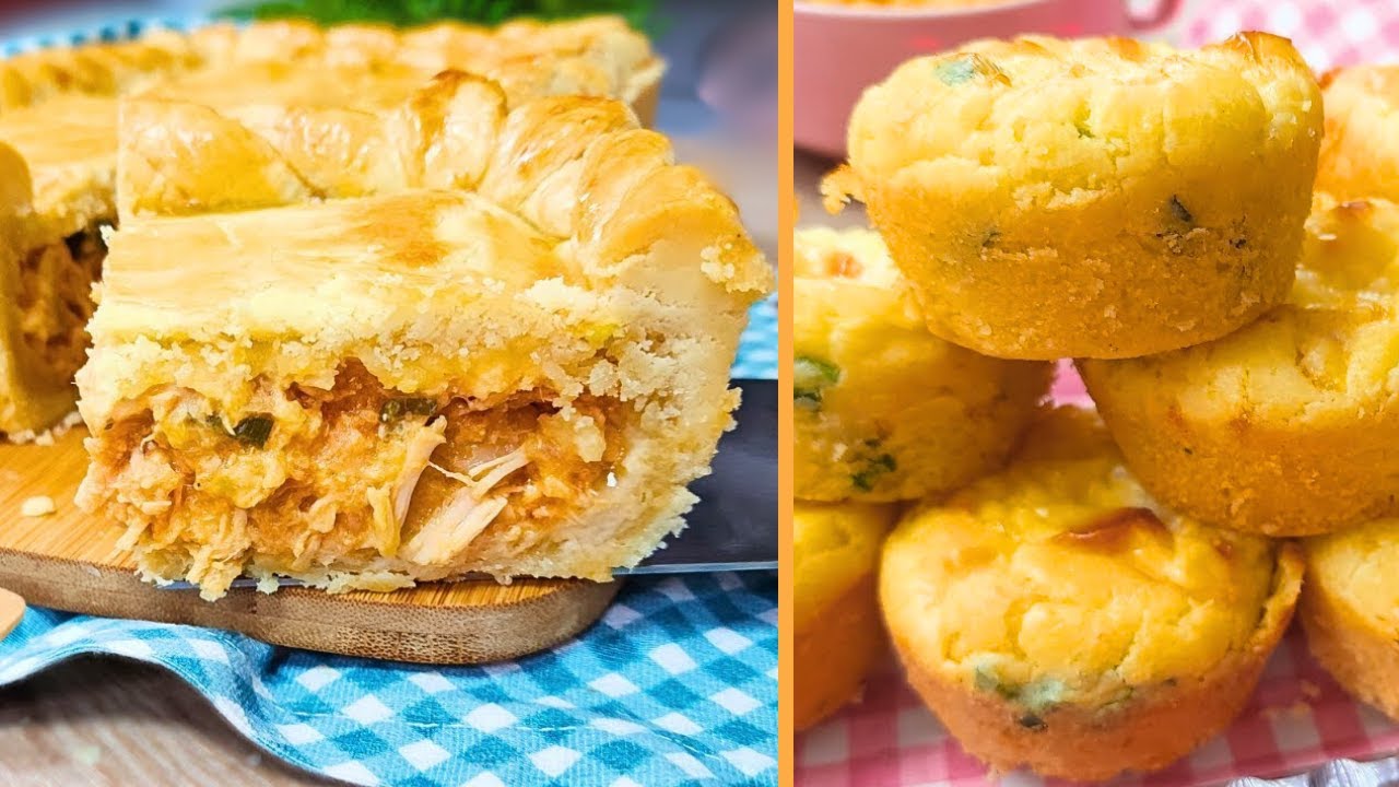 DUAS RECEITAS SALGADAS QUE EU AMO! - EMPADÃO DE FRANGO E BOLINHO DE MILHO